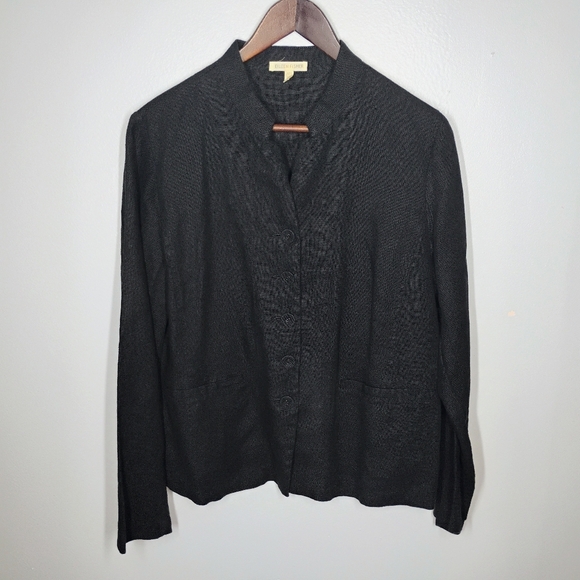 Eileen Fisher Linen Jacket Womens Medium Button Down Lagenlook Minimalist - Picture 1 of 11